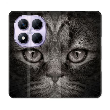 Housse Cuir Portefeuille Pour Xiaomi Redmi Note 14 PRO 5G Animal Chat Gris