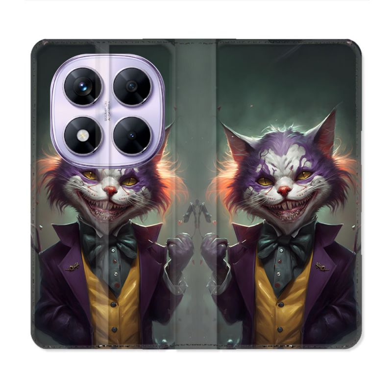 Housse Cuir Portefeuille Pour Xiaomi Redmi Note 14 PRO 5G Animal Chat Joker