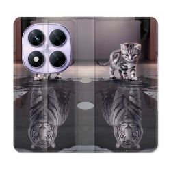 Housse Cuir Portefeuille Pour Xiaomi Redmi Note 14 PRO 5G Animal Chat Reflet