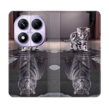 Housse Cuir Portefeuille Pour Xiaomi Redmi Note 14 PRO 5G Animal Chat Reflet