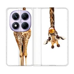 Housse Cuir Portefeuille Pour Xiaomi Redmi Note 14 PRO 5G Animal Girafe Blanche