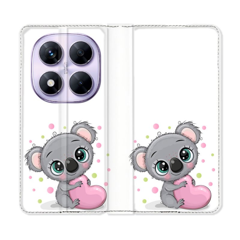 Housse Cuir Portefeuille Pour Xiaomi Redmi Note 14 PRO 5G Animal Koala Cœur