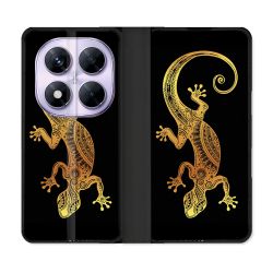 Housse Cuir Portefeuille Pour Xiaomi Redmi Note 14 PRO 5G Animal Lezard Noir