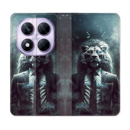 Housse Cuir Portefeuille Pour Xiaomi Redmi Note 14 PRO 5G Animal Lion Business