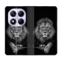 Housse Cuir Portefeuille Pour Xiaomi Redmi Note 14 PRO 5G Animal Lion Majestueux