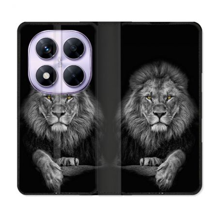 Housse Cuir Portefeuille Pour Xiaomi Redmi Note 14 PRO 5G Animal Lion Majestueux