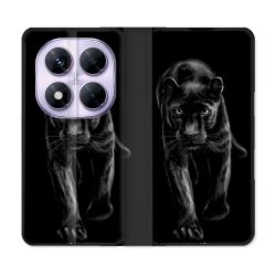 Housse Cuir Portefeuille Pour Xiaomi Redmi Note 14 PRO 5G Animal Panthère Noire