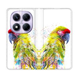 Housse Cuir Portefeuille Pour Xiaomi Redmi Note 14 PRO 5G Animal Perroquet Jaune