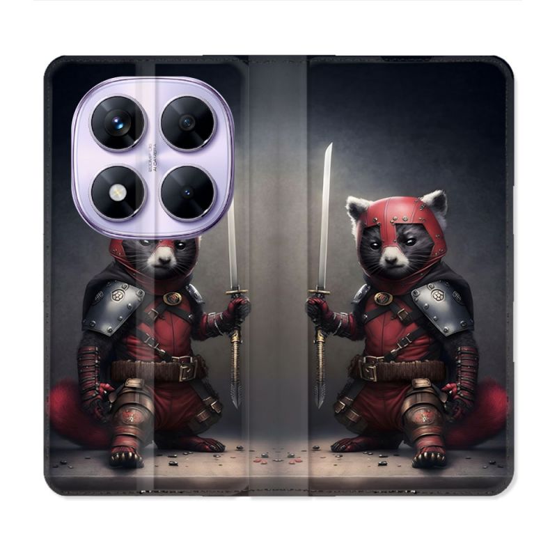 Housse Cuir Portefeuille Pour Xiaomi Redmi Note 14 PRO 5G Animal Raton Samouraï