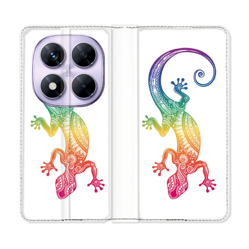 Housse Cuir Portefeuille Pour Xiaomi Redmi Note 14 PRO 5G Animal Salamandre Color