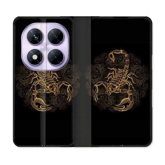 Housse Cuir Portefeuille Pour Xiaomi Redmi Note 14 PRO 5G Animal Scorpion Fresque