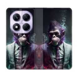Housse Cuir Portefeuille Pour Xiaomi Redmi Note 14 PRO 5G Animal Singe Business