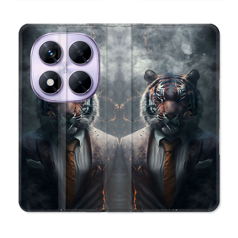 Housse Cuir Portefeuille Pour Xiaomi Redmi Note 14 PRO 5G Animal Tigre Business