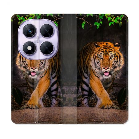 Housse Cuir Portefeuille Pour Xiaomi Redmi Note 14 PRO 5G Animal Tigre Jungle