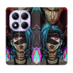 Housse Cuir Portefeuille Pour Xiaomi Redmi Note 14 PRO 5G Arcane Jinx Bleu