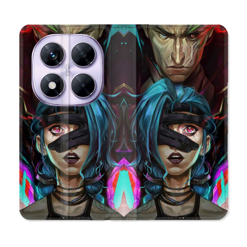 Housse Cuir Portefeuille Pour Xiaomi Redmi Note 14 PRO 5G Arcane Jinx Bleu