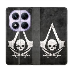 Housse Cuir Portefeuille Pour Xiaomi Redmi Note 14 PRO 5G Assassin Creed Tete Mort