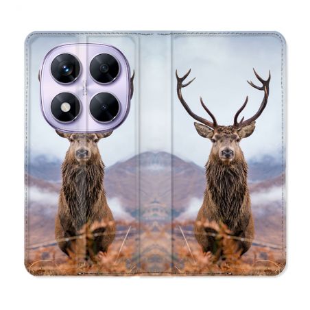 Housse Cuir Portefeuille Pour Xiaomi Redmi Note 14 PRO 5G Chasse Chevreuil Montagne