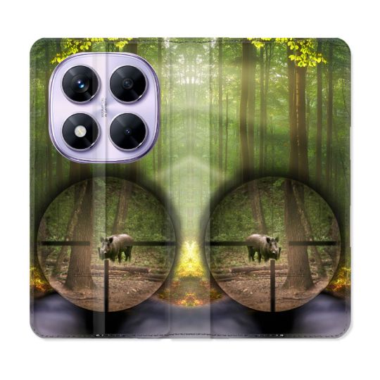 Housse Cuir Portefeuille Pour Xiaomi Redmi Note 14 PRO 5G Chasse Sanglier Viseur