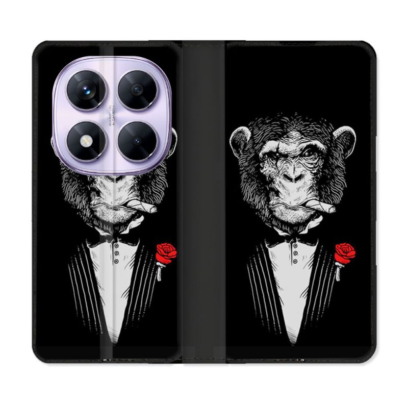 Housse Cuir Portefeuille Pour Xiaomi Redmi Note 14 PRO 5G Decale Singe Mafia