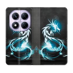 Housse Cuir Portefeuille Pour Xiaomi Redmi Note 14 PRO 5G Fantastique Dragon Bleu