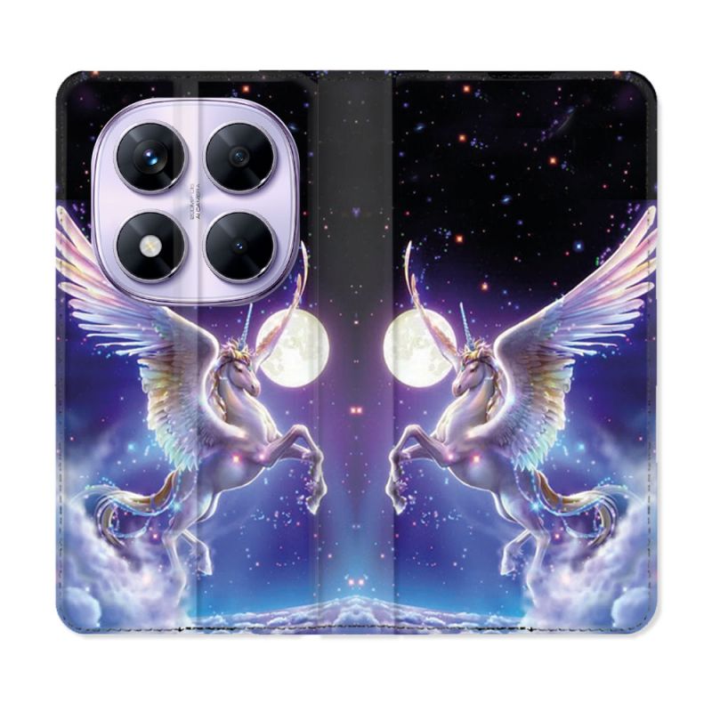 Housse Cuir Portefeuille Pour Xiaomi Redmi Note 14 PRO 5G Fantastique Licorne Céleste
