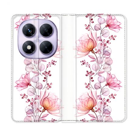 Housse Cuir Portefeuille Pour Xiaomi Redmi Note 14 PRO 5G Fleur Eclosion