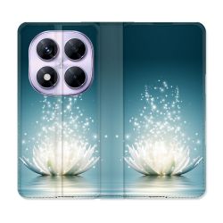 Housse Cuir Portefeuille Pour Xiaomi Redmi Note 14 PRO 5G Fleur Lotus Blanc