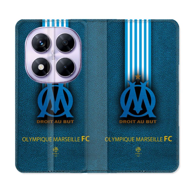 Housse Cuir Portefeuille Pour Xiaomi Redmi Note 14 PRO 5G Olympique Marseille OM Bande