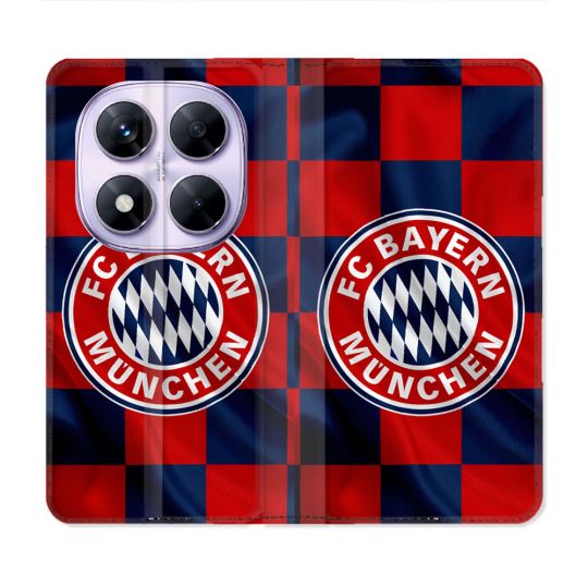 Housse Cuir Portefeuille Pour Xiaomi Redmi Note 14 PRO 5G Foot Bayern Munich Carreaux