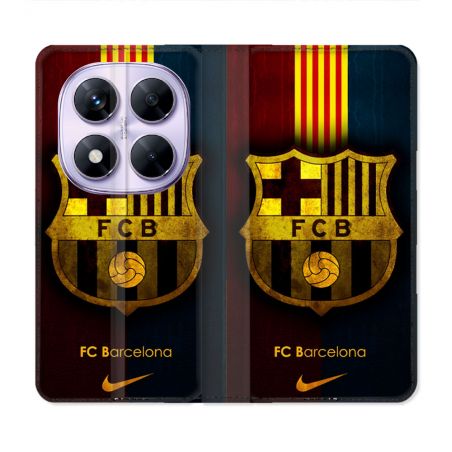 Housse Cuir Portefeuille Pour Xiaomi Redmi Note 14 PRO 5G Foot FC Barcelone Vintage