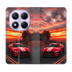 Housse Cuir Portefeuille Pour Xiaomi Redmi Note 14 PRO 5G Ford Mustang GT500 Rouge