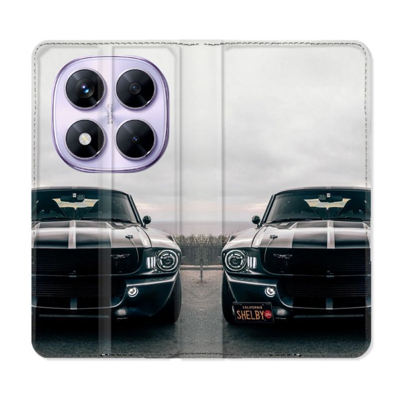 Housse Cuir Portefeuille Pour Xiaomi Redmi Note 14 PRO 5G Ford Mustang GT500 Vintage