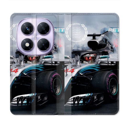 Housse Cuir Portefeuille Pour Xiaomi Redmi Note 14 PRO 5G Formule 1 F1 Mercedes Petronas
