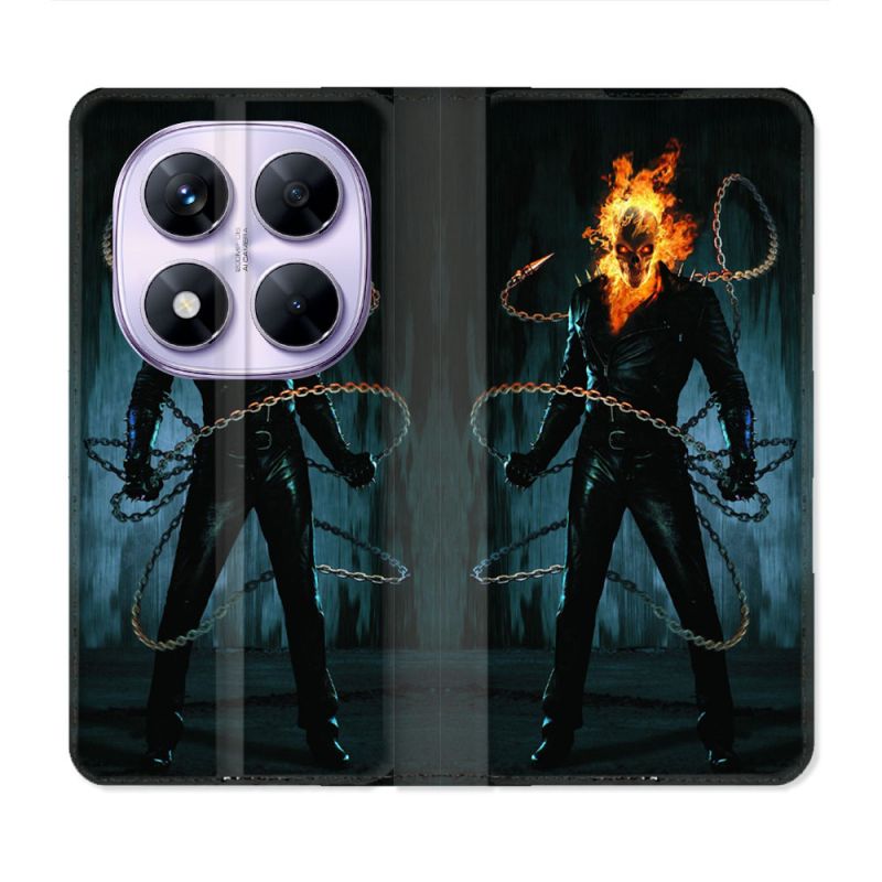Housse Cuir Portefeuille Pour Xiaomi Redmi Note 14 PRO 5G Ghost Rider