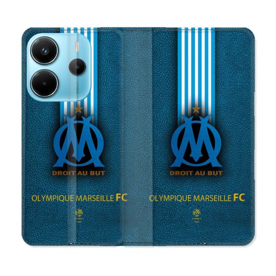 Housse Cuir Portefeuille Pour Xiaomi Redmi Note 14 4G Olympique Marseille OM Bande