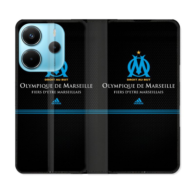 Housse Cuir Portefeuille Pour Xiaomi Redmi Note 14 4G Olympique Marseille OM Fier etre Marseillais