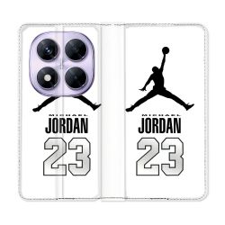 Housse Cuir Portefeuille Pour Xiaomi Redmi Note 14 PRO 5G Jordan 23 Blanc