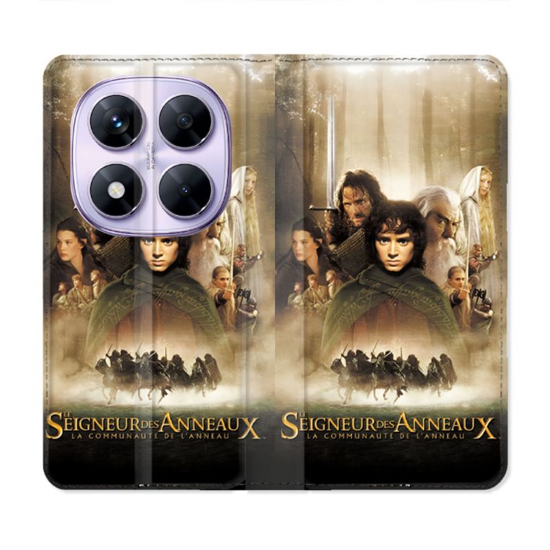 Housse Cuir Portefeuille Pour Xiaomi Redmi Note 14 PRO 5G Le seigneur Des Anneaux Affiche
