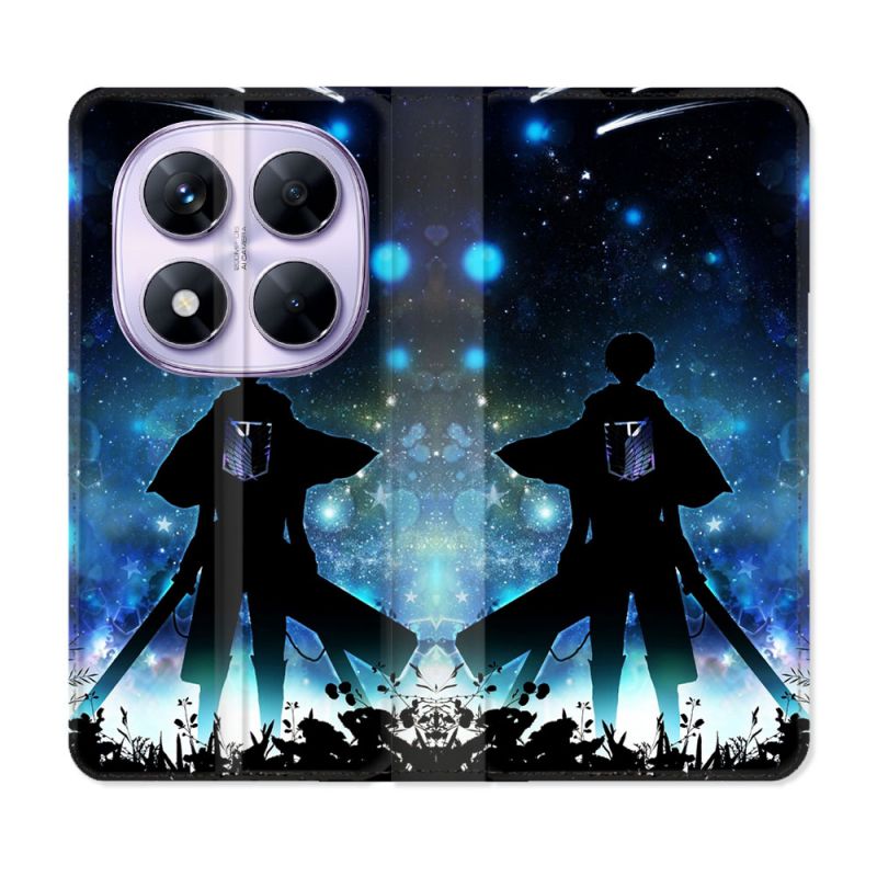 Housse Cuir Portefeuille Pour Xiaomi Redmi Note 14 PRO 5G Manga Attaque Titans Levi