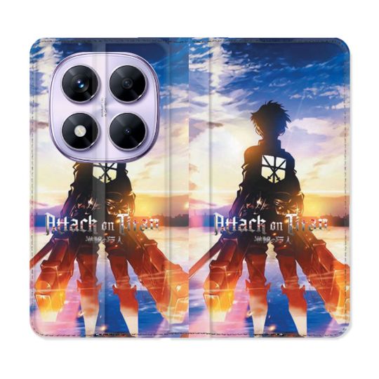 Housse Cuir Portefeuille Pour Xiaomi Redmi Note 14 PRO 5G Manga Attaque Titans Soleil