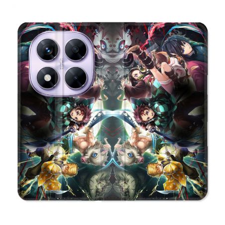 Housse Cuir Portefeuille Pour Xiaomi Redmi Note 14 PRO 5G Manga Demon Slayer Groupe