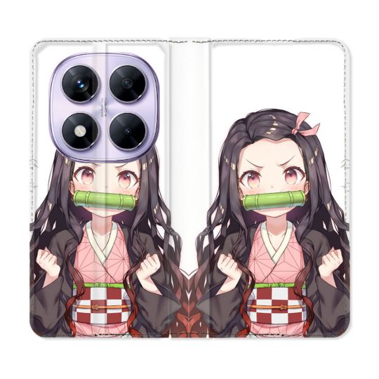 Housse Cuir Portefeuille Pour Xiaomi Redmi Note 14 PRO 5G Manga Demon Slayer Nezuko