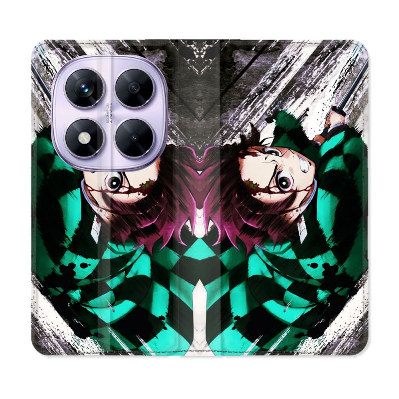 Housse Cuir Portefeuille Pour Xiaomi Redmi Note 14 PRO 5G Manga Demon Slayer Tanjiro