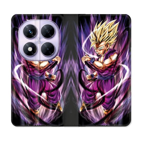 Housse Cuir Portefeuille Pour Xiaomi Redmi Note 14 PRO 5G Manga Dragon Ball Sangohan Violet