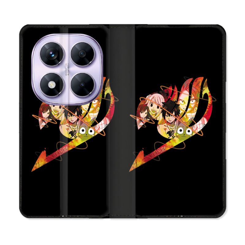 Housse Cuir Portefeuille Pour Xiaomi Redmi Note 14 PRO 5G Manga Fairy Tail Logo Noir
