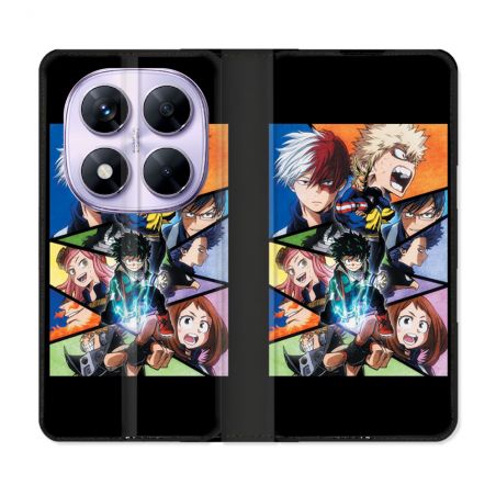 Housse Cuir Portefeuille Pour Xiaomi Redmi Note 14 PRO 5G Manga My Hero Academia Noir