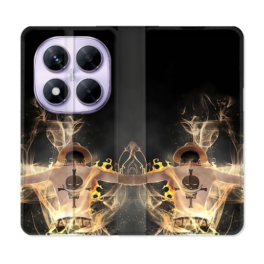 Housse Cuir Portefeuille Pour Xiaomi Redmi Note 14 PRO 5G Manga One Piece Ace Noir