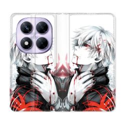Housse Cuir Portefeuille Pour Xiaomi Redmi Note 14 PRO 5G Manga Tokyo Ghoul Kaneki Blanc