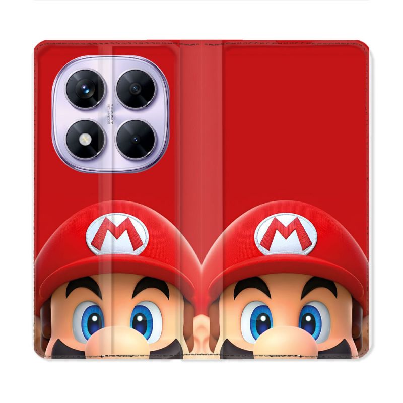 Housse Cuir Portefeuille Pour Xiaomi Redmi Note 14 PRO 5G Mario Rouge